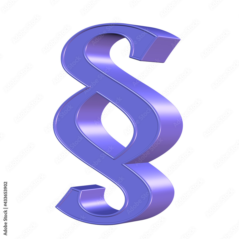 Paragraf isoliert vor weißem Hintergrund, 3d-Illustration Paragraf isoliert vor weißem Hintergrund, 3d-Illustration