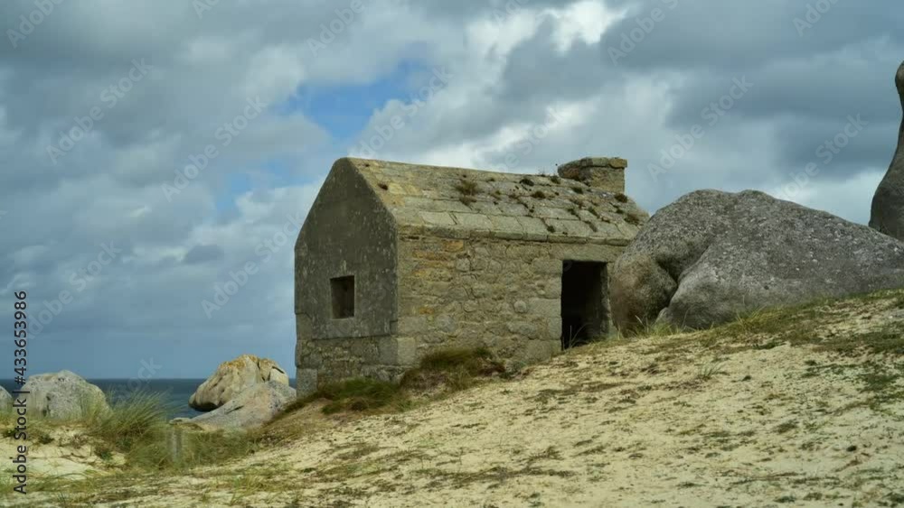 Maison des Gardes, An Amied, Finistere, Brittany, France. Customs house overlooking the beach at An Amied. Maison des Gardes, An Amied, Finistere, Brittany, France. Customs house overlooking the beach at An Amied.