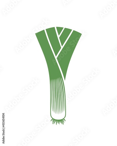 Leek logo.  Isolated leek on white background