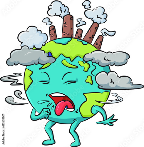 Cartoon vector illustration of a global warming-Earth melting