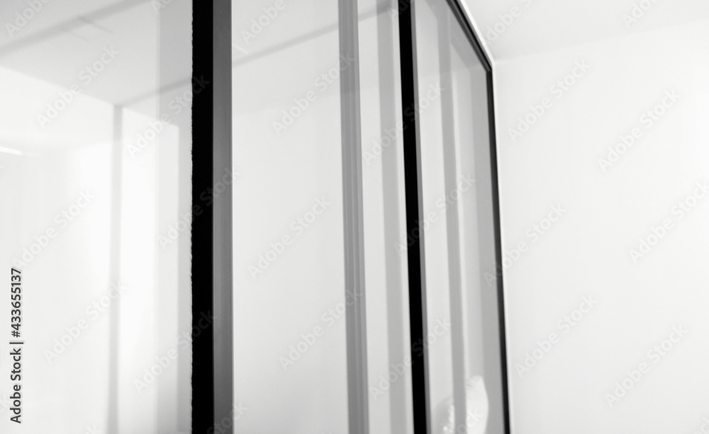 Condominium room interior in black and white