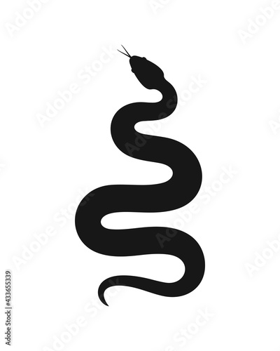 Snake silhouette. Isolated snake on white background