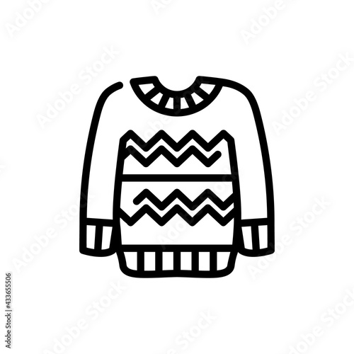 Christmas Xmas Sweater Vector icon in Outline Style. A Sweater made of wool to keep warm in winter. Vector illustration icon that can be used for apps, websites, or part of a logo