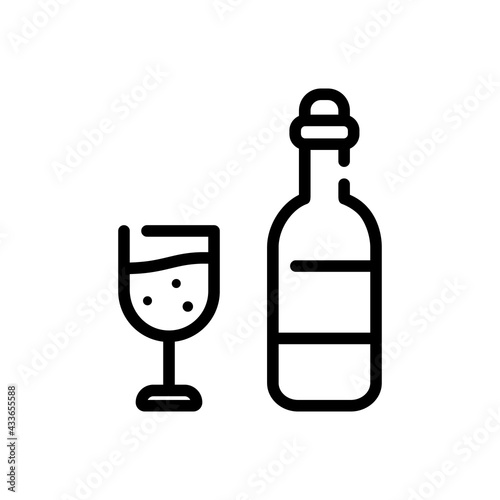Christmas Xmas Wine Bottle Vector icon in Outline Style. Wine is a drink that is often drunk by adults at parties. Vector illustration icon that can be used for apps, websites, or part of a logo