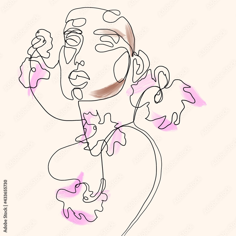Woman face continuous line drawing abstract Woman face continuous line drawing abstract