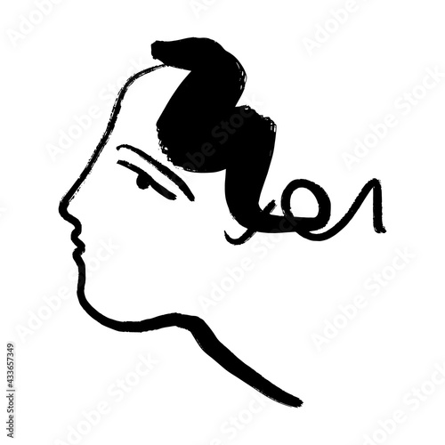 Minimalist line face, brush ink style, good for wall art print and more.