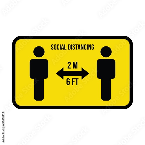 Social distancing icon symbol vector keep safe distance sign in a glyph pictogram illustration