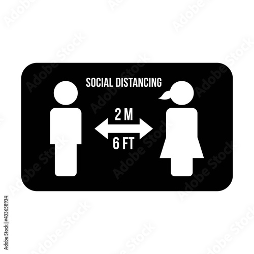 Social distancing icon symbol vector keep safe distance sign in a glyph pictogram illustration