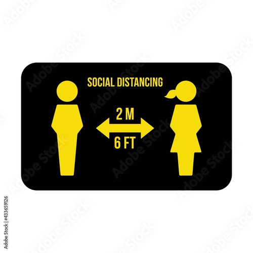 Social distancing icon symbol vector keep safe distance sign in a glyph pictogram illustration