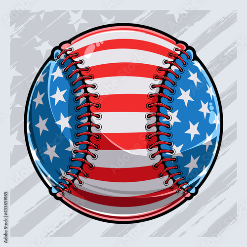 Baseball ball with American flag pattern independence day veterans day 4th of July