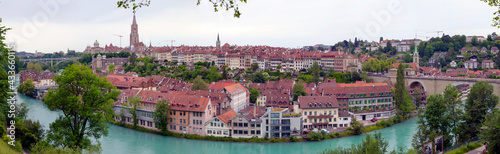 Views of streets, river, houses and roofs of the old town Bern, Switzerland