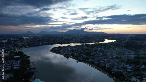 Kuching, Sarawak Malaysia - May 14 2021: The buildings, landmarks and scenery of Kuching city, capital of Sarawak, Borneo island.  photo