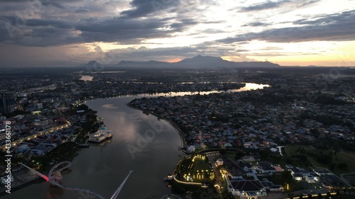 Kuching, Sarawak Malaysia - May 14 2021: The buildings, landmarks and scenery of Kuching city, capital of Sarawak, Borneo island.  photo