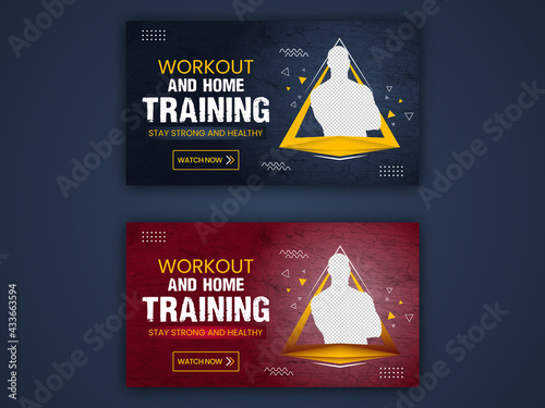Workout and home training youtube thumbnail template