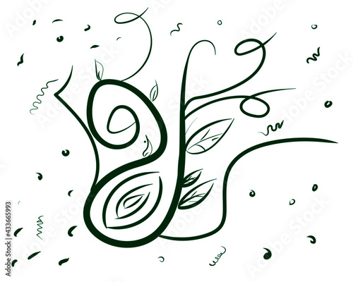 abstract Magical floral Plant with Floral Waves  nad backgorund