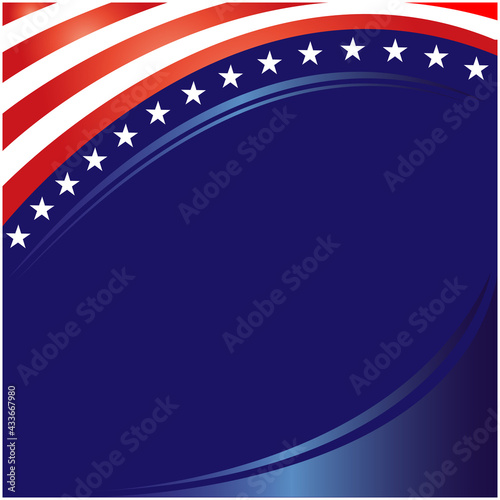 American abstract flag corner banner border with an empty space for text. 