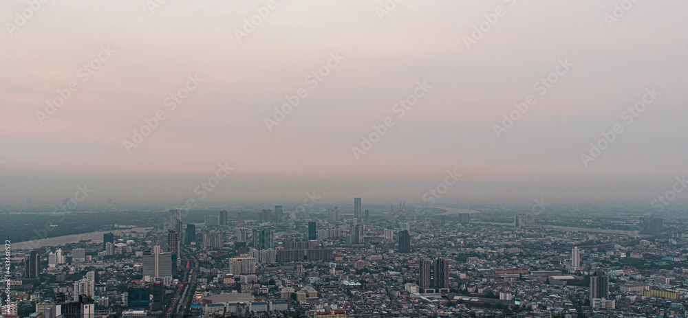 Susnet in Bangkok panoramatic view