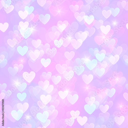 Magic princess pink pattern with hearts bokeh