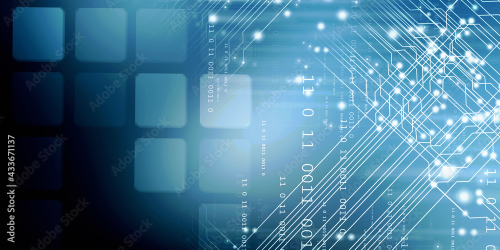 Obraz premium 2d illustration abstract digital binary data on computer screen