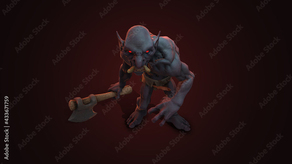 Fantasy character Troll Berserker in epic pose - 3D render on dark background
Fantasy character Troll Berserker in epic pose - 3D render on dark background