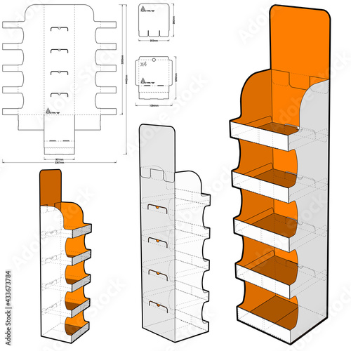 Box for Display Stand and Die-cut Pattern.