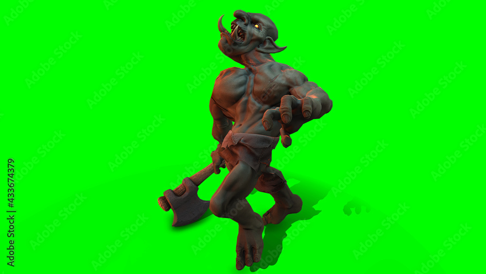 Fantasy character Troll Berserker in epic pose - 3D render on dark background Fantasy character Troll Berserker in epic pose - 3D render on dark background