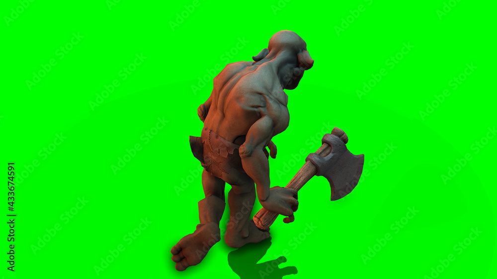 Fantasy character Troll Berserker in epic pose - 3D render on dark background Fantasy character Troll Berserker in epic pose - 3D render on dark background