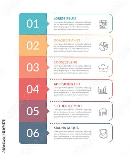 Infographic template with 6 steps, workflow, process chart