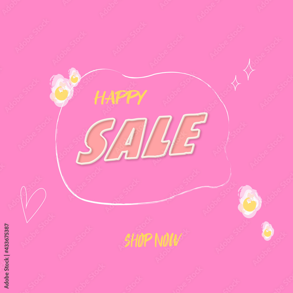 
Pink Sale banner with flowers