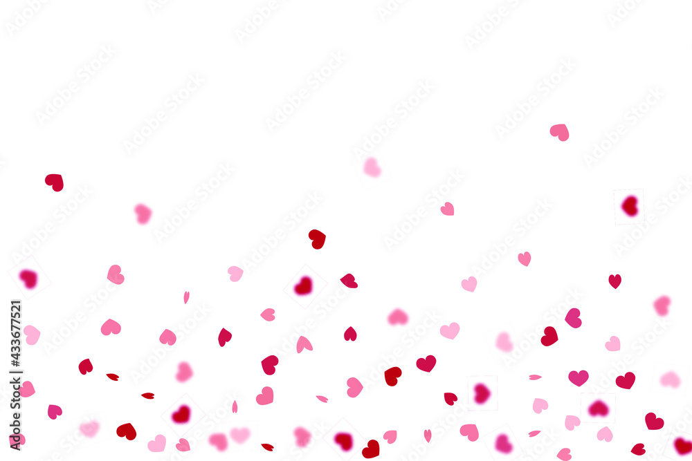 Heart Background. 8 March Banner with Flat Heart. St Valentine Day Card with Classical Hearts. Red Pink  Exploding Like Sign. Vector Template for Mother's Day Card. Empty Vintage Confetti Template.