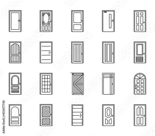 Doors outline icon on white background.