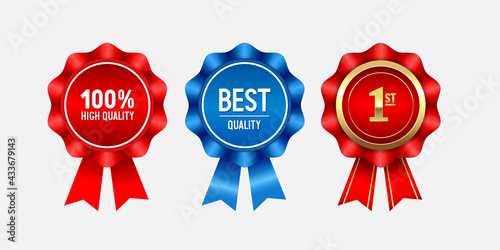 High and best quality medal on white background. Gold medal 1st place. Gold, red and blue medals isolated on white background.