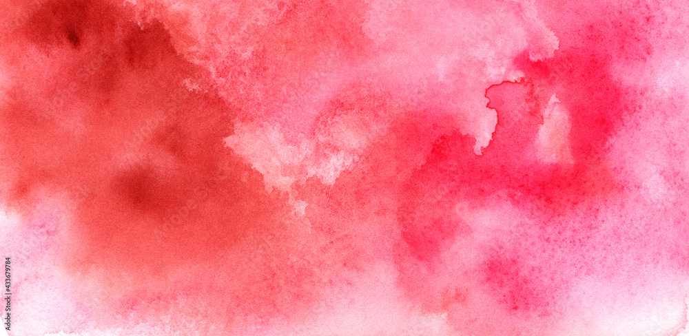 Red and pink abstract watercolor hand-painted background, grunge texture background.