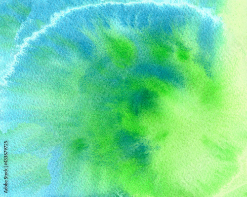 Blue and green abstract watercolor hand-painted background, grunge texture background.