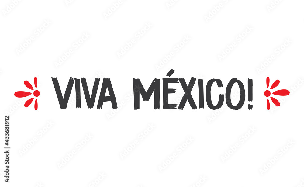 Viva Mexico, traditional mexican phrase, lettering vector illustration. Hand drawn style handwritten text.