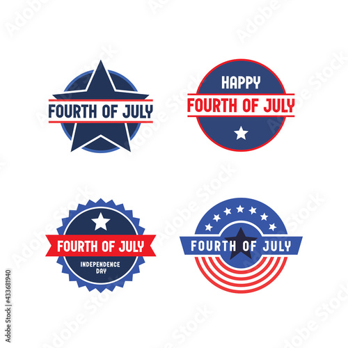 Set of 4th of July badges. Vector design for United States of America patriotic celebration. American independence day banners.