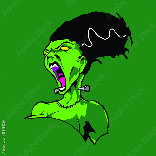 Witch Frankenstine T shirt Design, Zombie