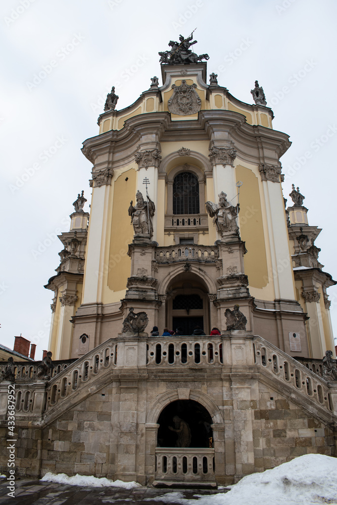 Architectural ensemble of St. George's Cathedral in Lviv, Ukraine.