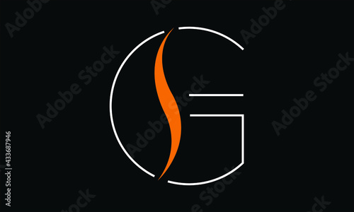 GS/SG logo, GS/SG letter logo design with white, orange and black color, GS/SG Business abstract vector logo monogram template.