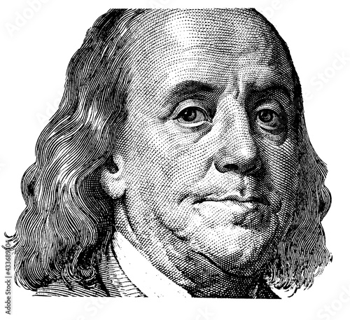 Benjamin Franklin Close-up US Paper Currency Portrait Cut Out