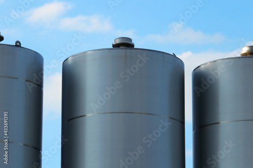 stainless steel tanks on the territory of the plant