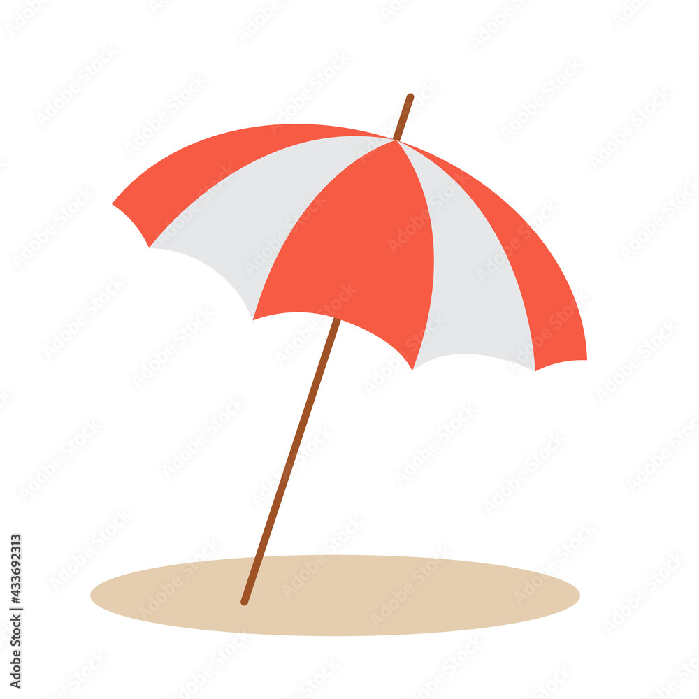 beach umbrella isolated on white background in flat style. - obrazy, fototapety, plakaty 