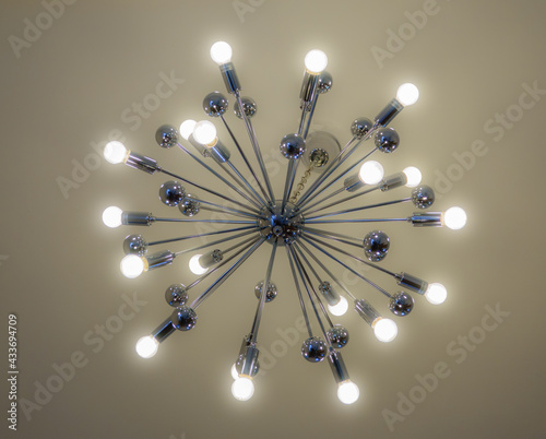 фотографія decorative art sputnik style multi bulb ceiling light with low energy LED bulbs