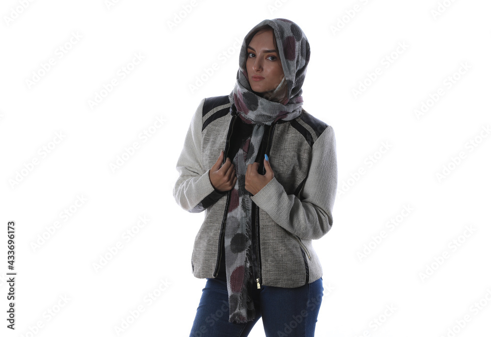 autumn portrait of business girl isolated on white background autumn portrait of business girl isolated on white background
