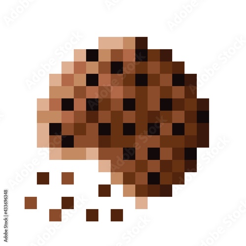 Chocolate Chip Cookies pixel art. Vector picture.