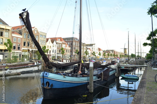 Boats in the harbor in Rotterdam