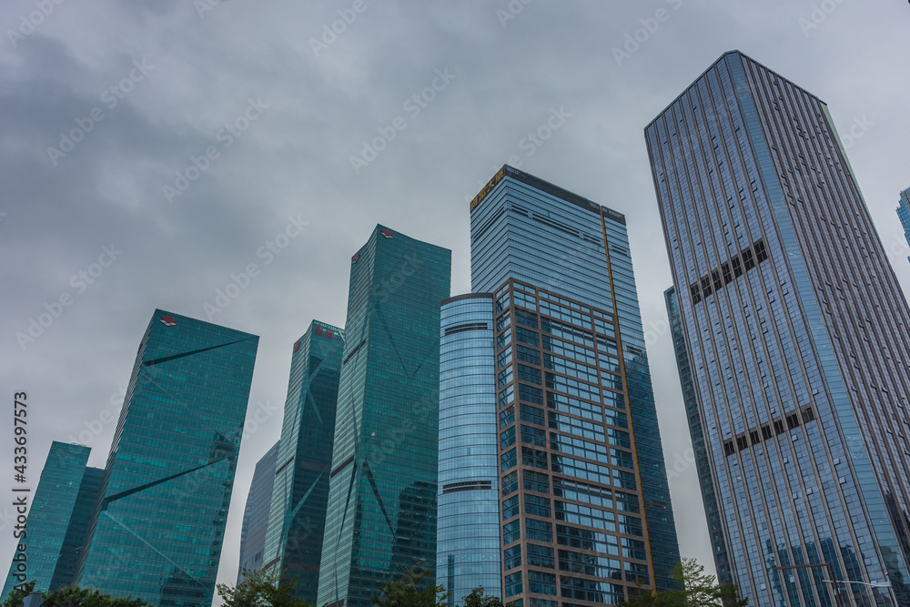 SHENZHEN, CHINA, 02 JANUARY 2020: Modern skyscrapers in Shenzhen business district