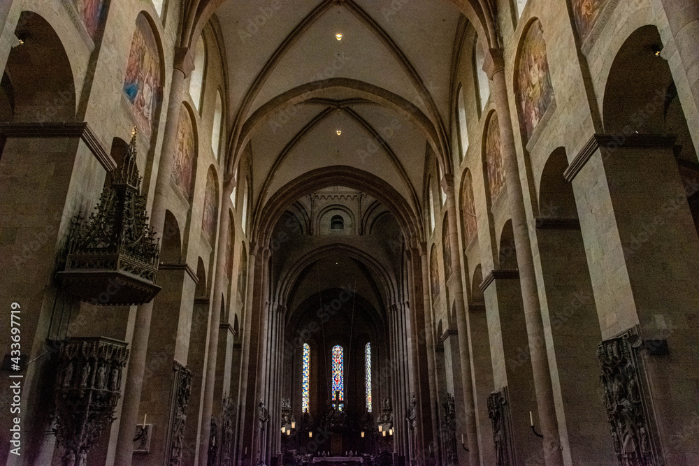 MAINZ, GERMANY, 25 JULY 2020: interior of Mainz Cathedral