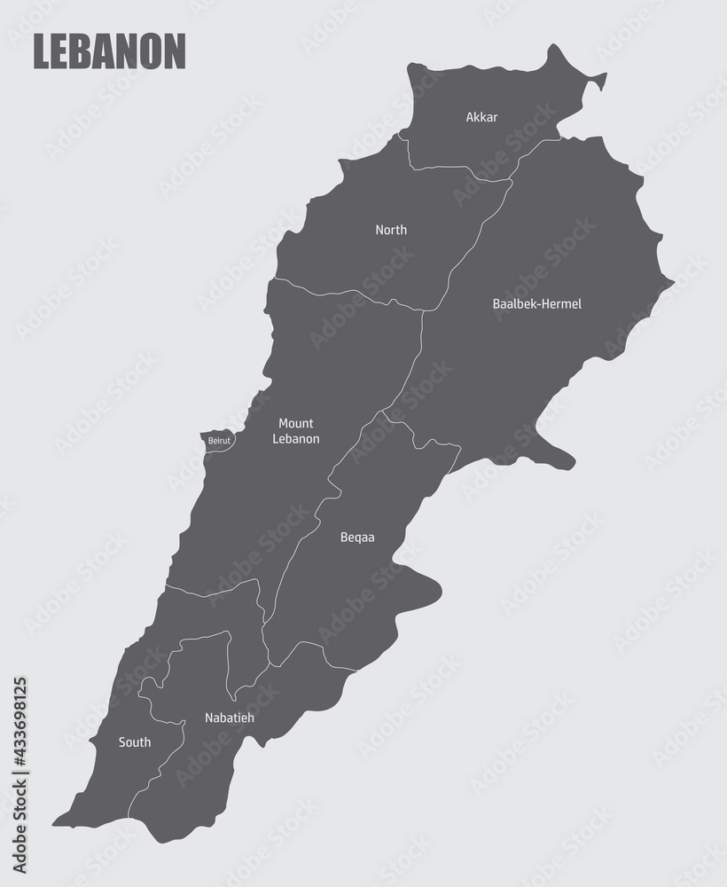 Lebanon administrative map