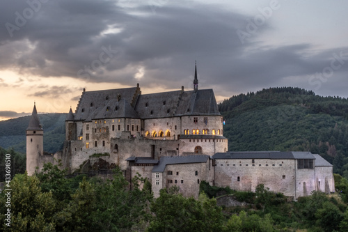 Sunset over the Castle of Vianden, Luxembourg photo